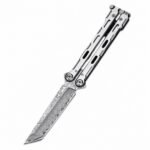 Damaskus Balisong Ganzstahl-Trainingsmesser, ungeschärft