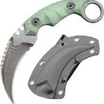 Karambit-Messer, D2-Stahl + Nylon-Fiberglas-Griff, Outdoor-Klauenmesser mit Kydex-Scheide, Edc-Greeng