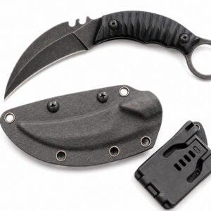 Karambit-Messer, G10-Griff, Klauenmesser mit Kydexscheide, tragbares Edc-Messer, Schwarz