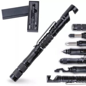 Multifunktionaler taktischer Stift-Handyhalter, taktischer Selbstverteidigungsstift, Touchscreen-Stift, Outdoor-Überlebenswerkzeug mit Kompass
