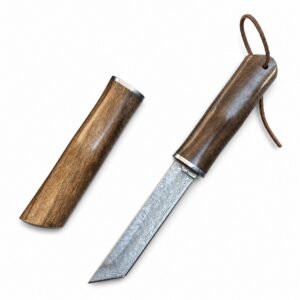 Aus Bambus geschmiedetem Damaststahl, gerades Messer, Kollektionsmesser, Outdoor-Messer