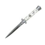 9 Zoll italienisches Stiletto-Messer – Springmesser mit perlweißem Griff