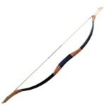 Schwarzer Python-Muster, traditioneller Pfeil und Bogen, traditionelles Bogenschießen, Pfeil und Bogen, antiker antiker Recurvebogen, Pfeil und Bogen für den Außenbereich
