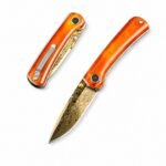Extreme 2-Kohlenstoffstahl-Damastmesser mit blauem Finish und rotem Knochen