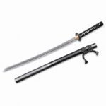 Handgefertigtes Samurai-Messer mit fester Klinge und Blattmuster von Ghost