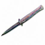 Buntes Schwertfisch-Klappmesser mit Rosenrelief