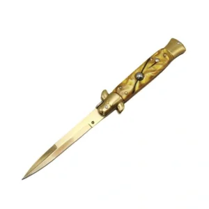 8,75 Zoll italienisches Stiletto-Messer – Flick-Messer mit Goldgriff