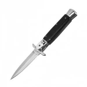 9-Zoll-italienisches Stiletto-Messer – automatische Springklinge mit schwarzem Griff