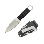 Gerades Outdoor-Messer, hohe Härte, Schärfe, taktisches kleines gerades Messer, mit K-Scheide A-7 Stonewashed/Schwarzer Griff