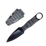 Gerades Outdoor-Messer, hohe Härte, Schärfe, taktisches kleines gerades Messer, mit K-Scheide A-6 Schwarz/schwarzer Griff