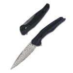 Null Fehler 0707 Damaststahlmesser neues schwarzes und blaues Outdoor-Klappmesser tragbares Klappmesser