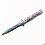 Stiletto-Messer mit Titan-Rose-Gravur – Farbfinish-Design