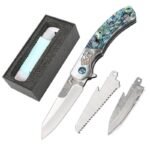 Wildnis-Survival-Klappmesser, multifunktionales, abnehmbares Damaskus-Klappmesser