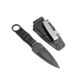 Gerades Outdoor-Messer, hohe Härte, Schärfe, taktisches kleines gerades Messer, mit K-Scheide A-2 Stone Wash/schwarzer Griff