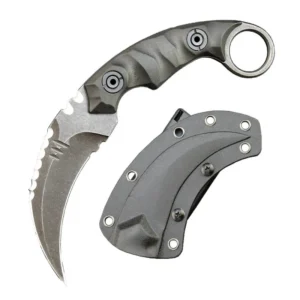 Karambit-Messer, D2-Stahl + Nylon-Fiberglas-Griff, Outdoor-Klauenmesser mit Kydexscheide, Edc-Splitter